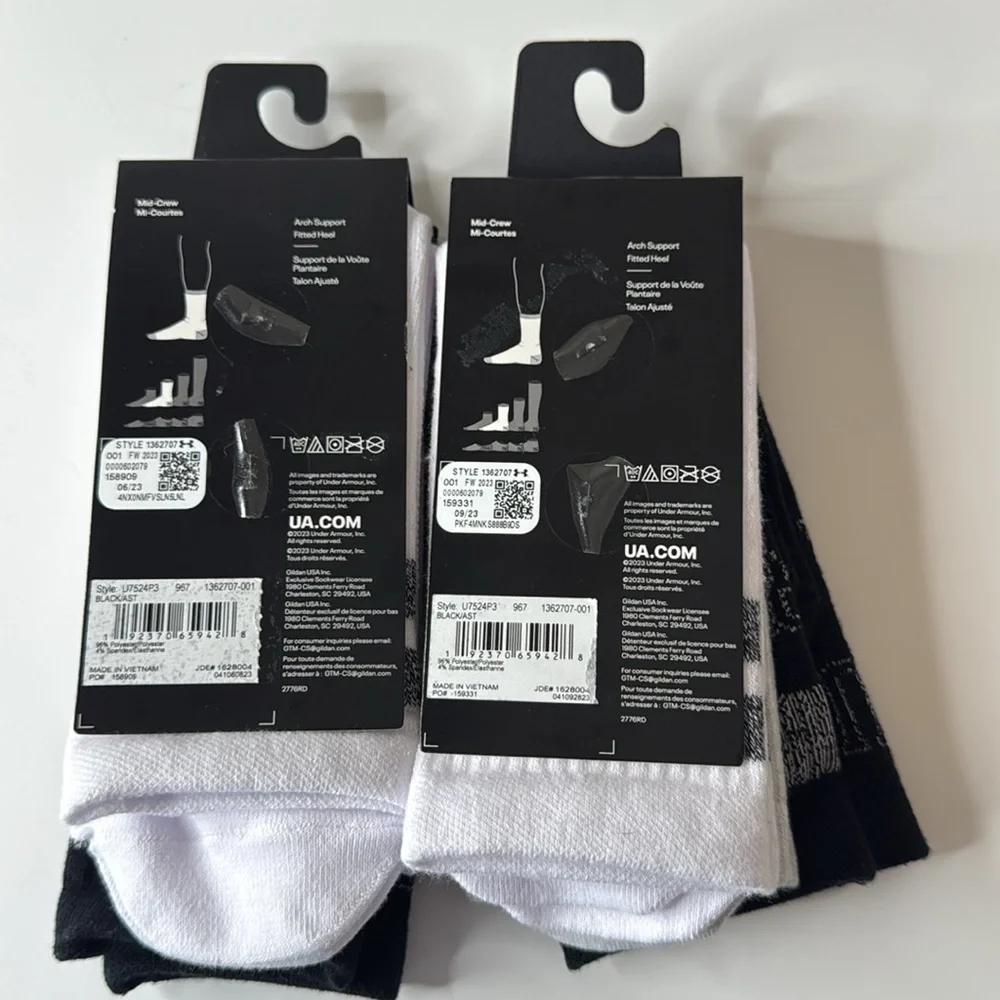 Under Armour UA Essential Mid Crew Socks 6 Pairs Size 6-10
